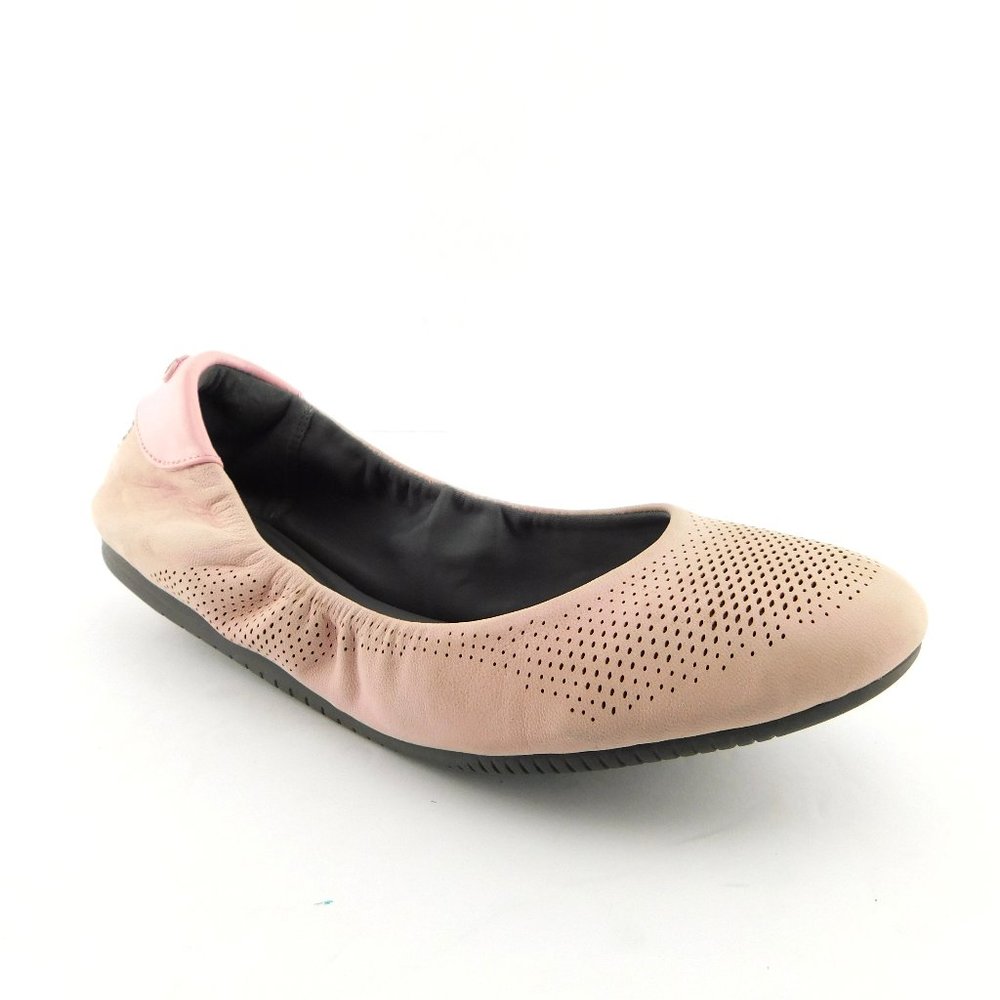 COLE HAAN Pink Nubuck Leather Perforated Ballerina Slipper Ballet Flats 7 - Picture 2 of 8